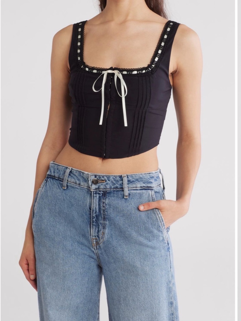 NWT Blu Pepper Front Tie Lace Corset Tank